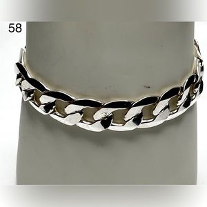 Sterling silver Curved link chain bracelet